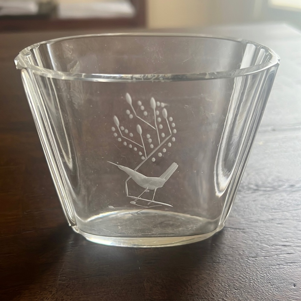 Orrefors Glass Vase with Sand Piper Signed